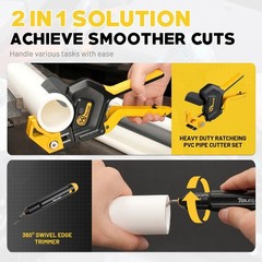 TOLESA Heavy-Duty PVC Pipe Cutter Tool 3-Gear Adjustable Ratchet Up to 2-1/2