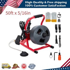 50Ft x 5/16&Prime; Drain Cleaner Machine Drain Auger Sewer Snake Plumbing with Cutters