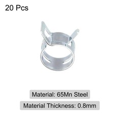 Spring Hose Clamp, 20pcs 65Mn Steel 15mm Low Pressure Air Clip, Zinc Plated
