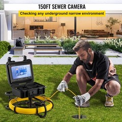 VEVOR 150ft Pipe Inspection Camera HD 1200 TVL Drain Sewer Camera 9&Prime; LCD Monitor