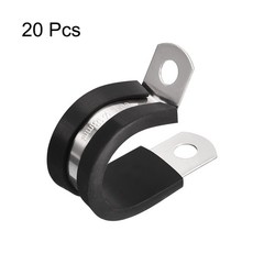 20Pcs 11/16&Prime; Cable Clamp R Shape Stainless Steel Rubber Cushioned Pipe Strap