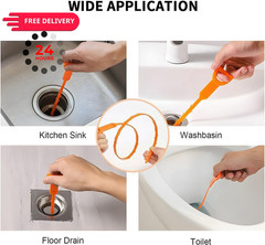 Speetop Drain Snake Clog Remover:3 Pcs Hair Auger, 25 Inch Orange