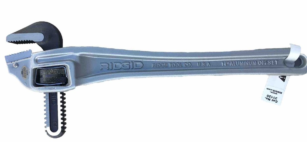Ridgid 31120 14&Prime; Lightweight Aluminum Offset Pipe Wrench, 2&Prime; Pipe Capacity