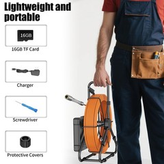 30M Sewer Pipe Inspection Camera Drain Sewer Pipeline Industrial Endoscope 7inch