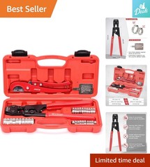 Comprehensive iCrimp PEX Pipe Clamp Tool Kit with 20pcs 1/2&Prime; & 10pcs 3/4&Prime; Clamps