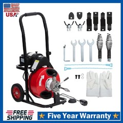 100 FT x 3/8 In Drain Cleaner Machine Auto Feed Portable Drain Sewer Snake Auger
