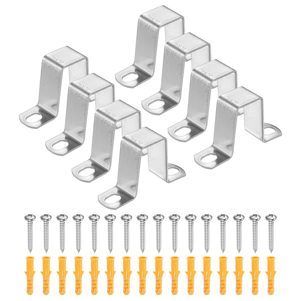 12pcs Square Pipe Clamp, 20x40mm U Shaped Tube Strap Clamp with Screws