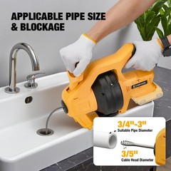 Cordless Drain Auger Compatible with Dewalt 20V Battery, Auto-Feed Plumbing D&hellip;