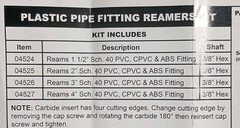 Plastic Pipe Fitting Reamer 4-Piece Kit 1&Prime;-4&Prime;