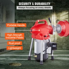Portable Drain Cleaning Machine For 3/4&rdquo; &ndash; 4&rdquo; Pipe w/ 6 Cutter Heads 110V