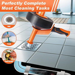 Drain Auger 25Ft Clog Remover with Drill Adapter, Flexible Plumbing Snake for Ki