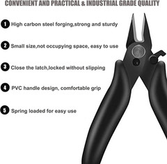 3.5 Inches Mini Cutter with Lock, Flush Cutters, Small Wire Snips, Micro Wire Cu