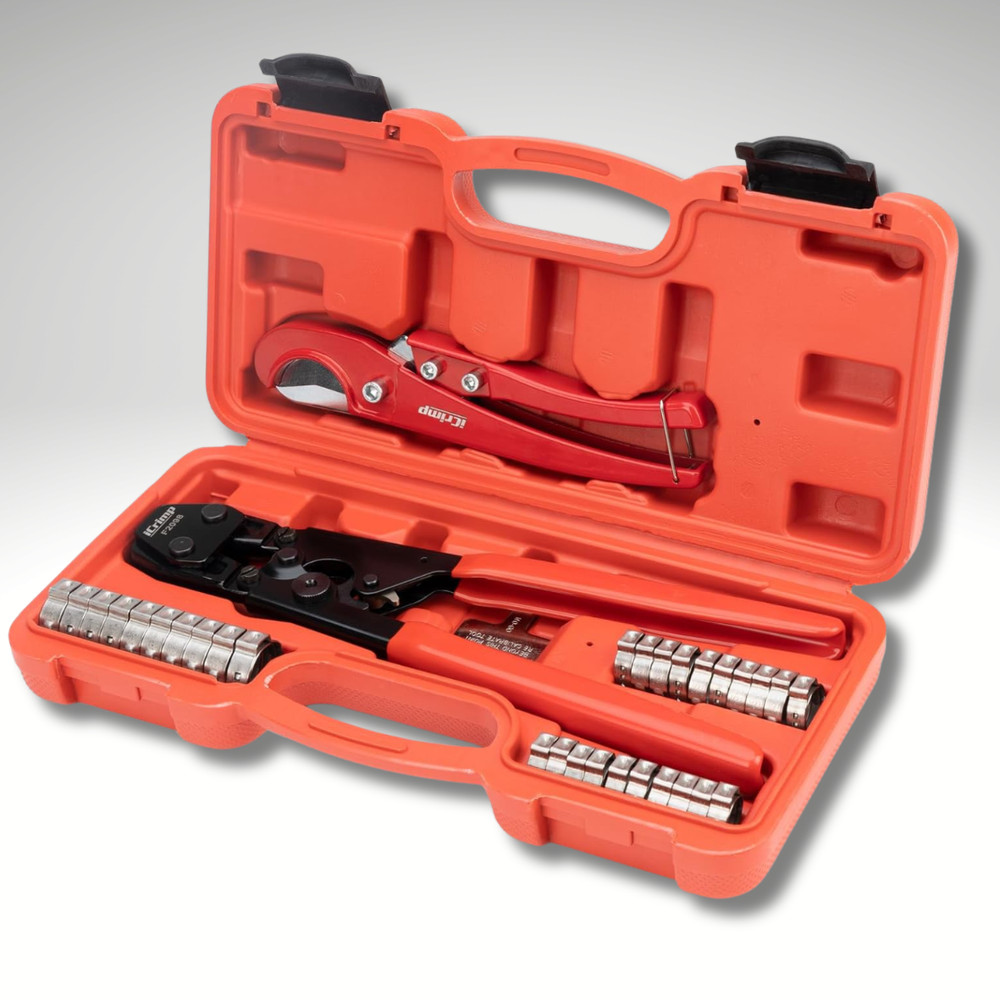 PEX Clamp Tool Kit 3 8-1 w Rings & Tubing Cutter &ndash; All-in-one Crimping Set