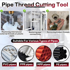 3 Pcs PVC Pipe Threader, Bolt Extractor, Drill-Compatible Pipe Tapping Tool | 1/