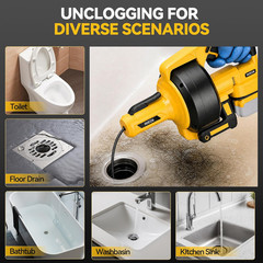 Cordless Drain Snake Auger Compatible with DEWALT 20V Battery, 610 RPM Electric