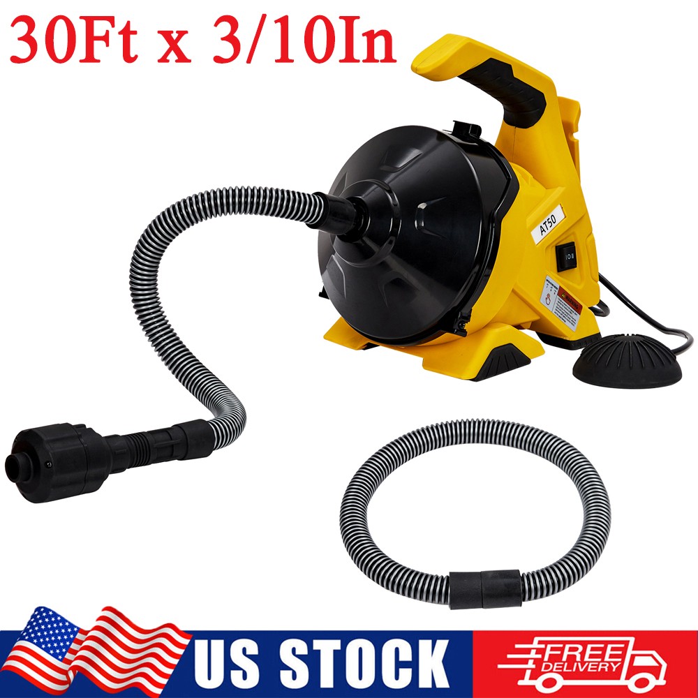 Electric 30&prime; x 3/10&Prime; Sewer Snake Drain Auger Cleaner Pipe Drain Cleaning Machine