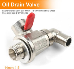 Oil Drain Valve with Removable L-Shape Hose End 14mm-1.5