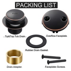Oil Rubbed Bronze Bathtub Drain Tip-Toe Tub Trim Universal,