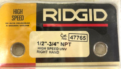 RIDGID 47765 1/2&Prime; &ndash; 3/4&Prime; NPT PIPE DIES
