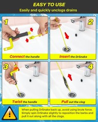 35inch Drain Clog Remover, Cleaner Hair lemon green+cool gray