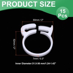 15pcs Double Snap Grip 31.5-36mm Heavy Duty Plastic Hose Clamps Kit, White
