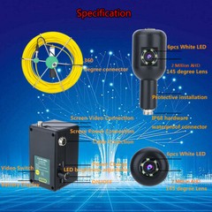 7&rdquo; DVR 50M 1080P HD Dual Camera Lens Drain Sewer Pipeline Industrial Endoscope