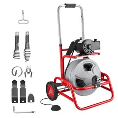 VEVOR Drain Cleaner Machine 75 FT x 3/8 Inch Manual Feed Sewer Auger 6 Cutters