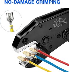 Ratcheting Wire Crimper Set with 6 Replaceable Dies, Heavy Duty Wire Crimping To