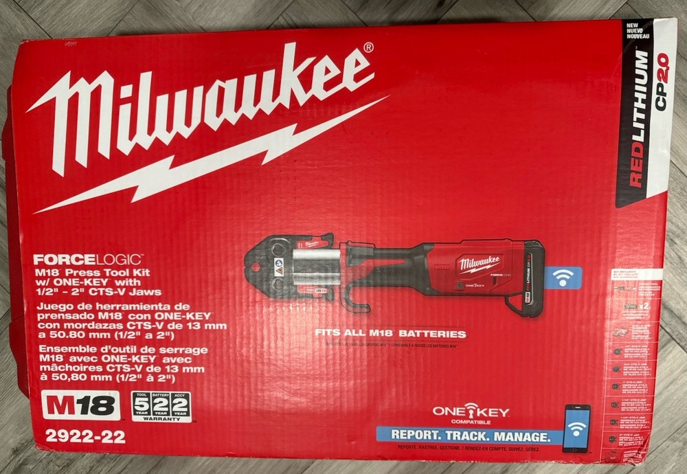 NEW Milwaukee 2922-22 M18 Press Tool w/ ONE-KEY w/ 1/2&Prime;-2&Prime; CTS Jaws(SHIPS FAST)