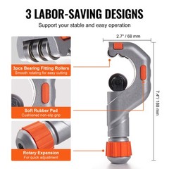 VEVOR 3PCS Tubing Cutter Set Copper Pipe Cutter Mini Tube Cutter Deburring Tool