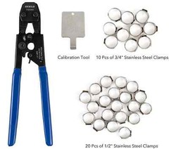 EFIELD Pex Cinch Clamp Crimping Tool &Cutter 20 1/2&Prime; and 10 Pcs 3/4&Prime; Clamp Rings