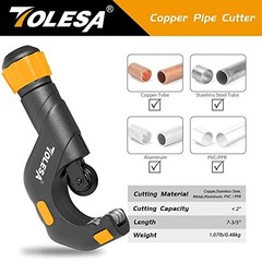 Heavy Duty Pipe Cutter Tool 3/16&Prime;-2&Prime; (5-50mm) with Deburring Tool for Copper, Br