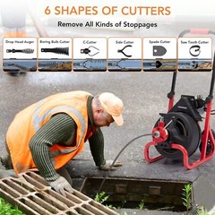 ✈️75Ft x1/2 Inch Drain Cleaner Machine Auto-feed Electric Drain Auger Profession