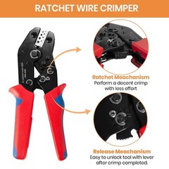 Wire Crimping Tool with Ratchet, Amliber Ratchet Crimper for Red