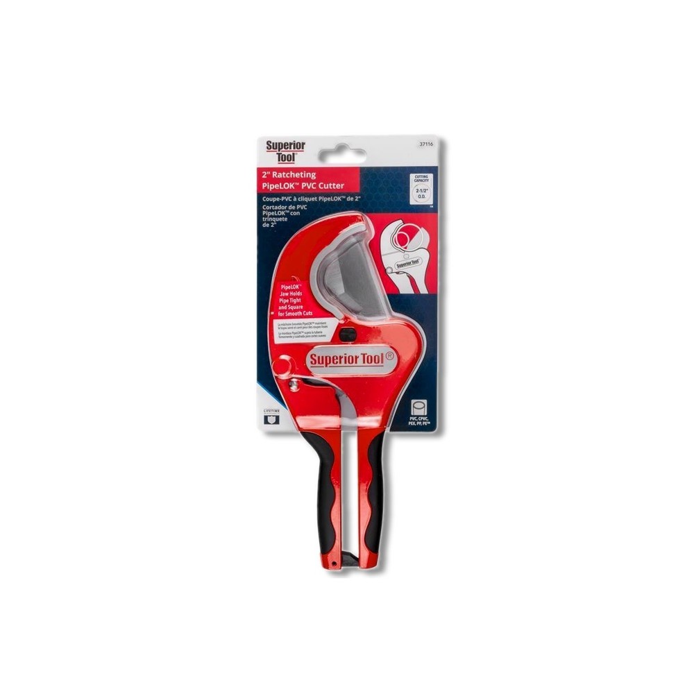 Superior Tool 2-1/2 in Ratcheting Pipe Cutter 10 in Black/Red 37116