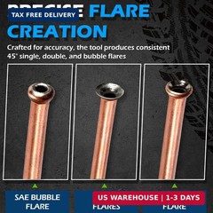 Brake Line Flaring Tool Kit 7-Piece, 3/16&Prime; 1/4&Prime; SAE Double & Bubble Flare Tool,