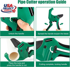 Ratchet PVC Pipe Cutter 64mm for 2&Prime; Sch 40 PVC &ndash; Extra Blade Included