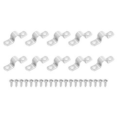 10Pcs 14mm(9/16&Prime;) Two Hole Rigid Pipe Strap with Screws, Silver