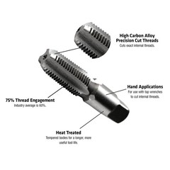 Century Drill & Tool Pipe Thread Tap, 1/4-18NPT High Carbon 1/4-18 NPT, Steel