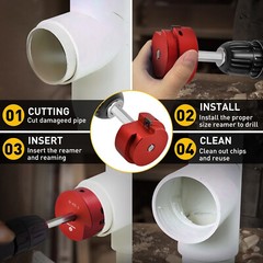 7pcs PVC Pipe Reamer Kit PVC Fitting Plastic ABS Socket Saver for 1/2&Prime; Drills