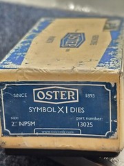 (QTY 4) Oster Die 13025 2&Prime; symbol X1 NPSM PVC 6272 2H