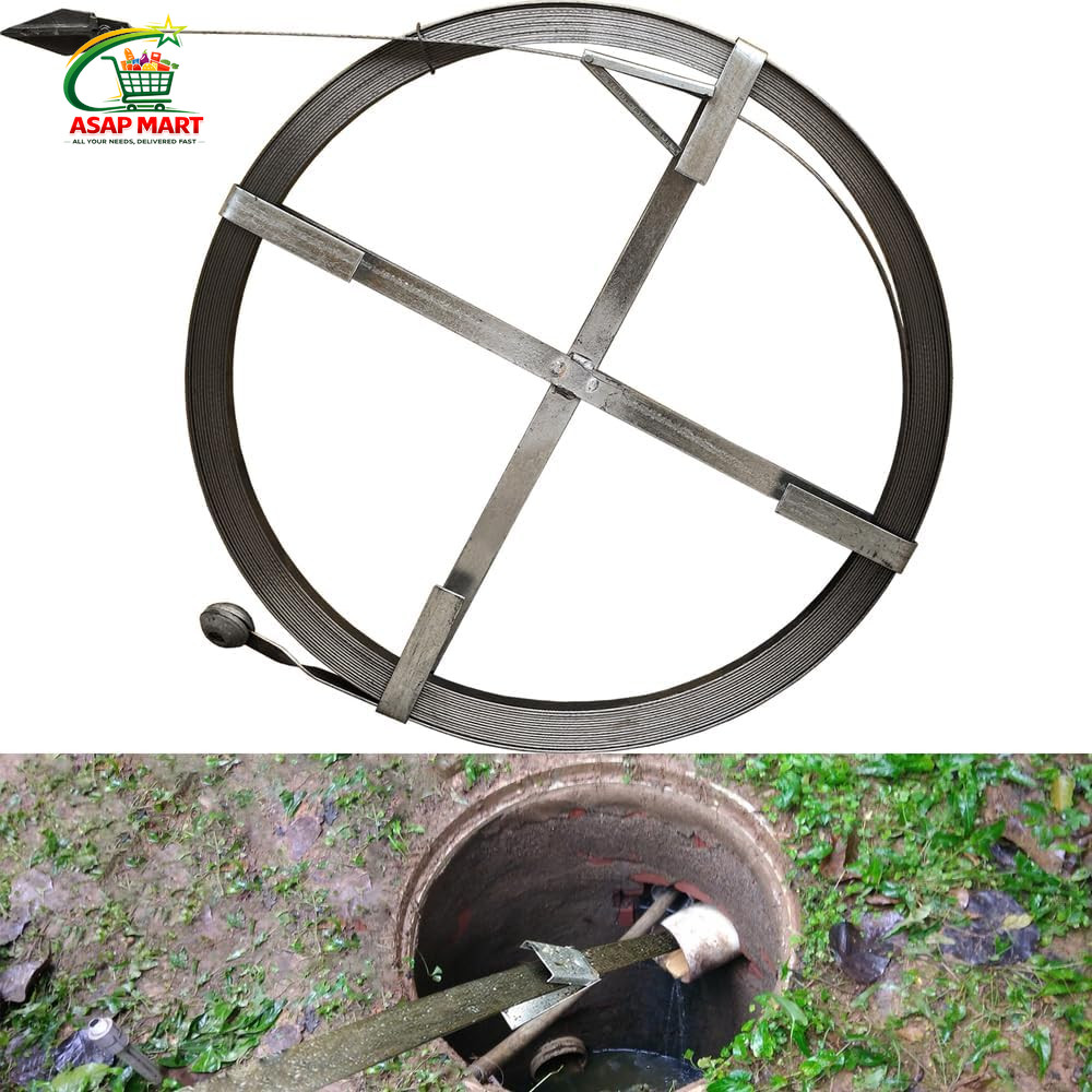 Heavy Duty Sewer Drain Snake for Outdoor,Flat,Manual,Length 30M/98.4Ft,Width 2.5