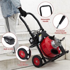 Electric Drain Cleaner Machine 100ft x 1/2&Prime; Auto Feed Sewer Snake Auger 8 Cutter