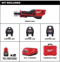 Milwaukee Tool 2473-22 M12 Force Logic Press Tool Kit W/Jaws
