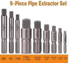 Extractores de tuber&iacute;as 1/8&Prime;&ndash;1&Prime;, kit de 9 piezas con estuche resistente