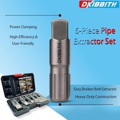 6-Piece Heavy Duty Steel Pipe Extractor Set for Removing Damaged Threads, 1/8&Prime;-1