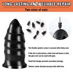 Tire Repair Glue, Sidewall Rubber Cement Kit, Two Sizes Nail, Suitable for Bike
