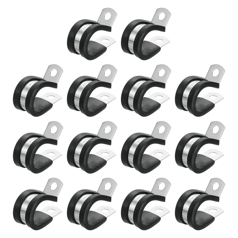 3/4&Prime;(18mm) Cable Clamp, 304 Stainless Steel Rubber Cushioned 14Pcs
