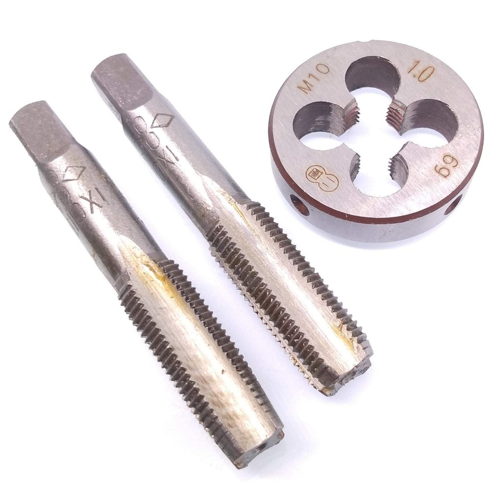 Yodaoke HSS M10 x 1mm Taper and Plug Tap and M10 x 1mm Die Metric Thread Right H