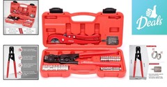 Comprehensive iCrimp PEX Pipe Clamp Tool Kit with 20pcs 1/2&Prime; & 10pcs 3/4&Prime; Clamps